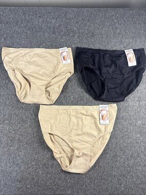 Jockey NWT Set of 3 Smooth & Shine Seamfree Brief Panties Black Nude 8/XL